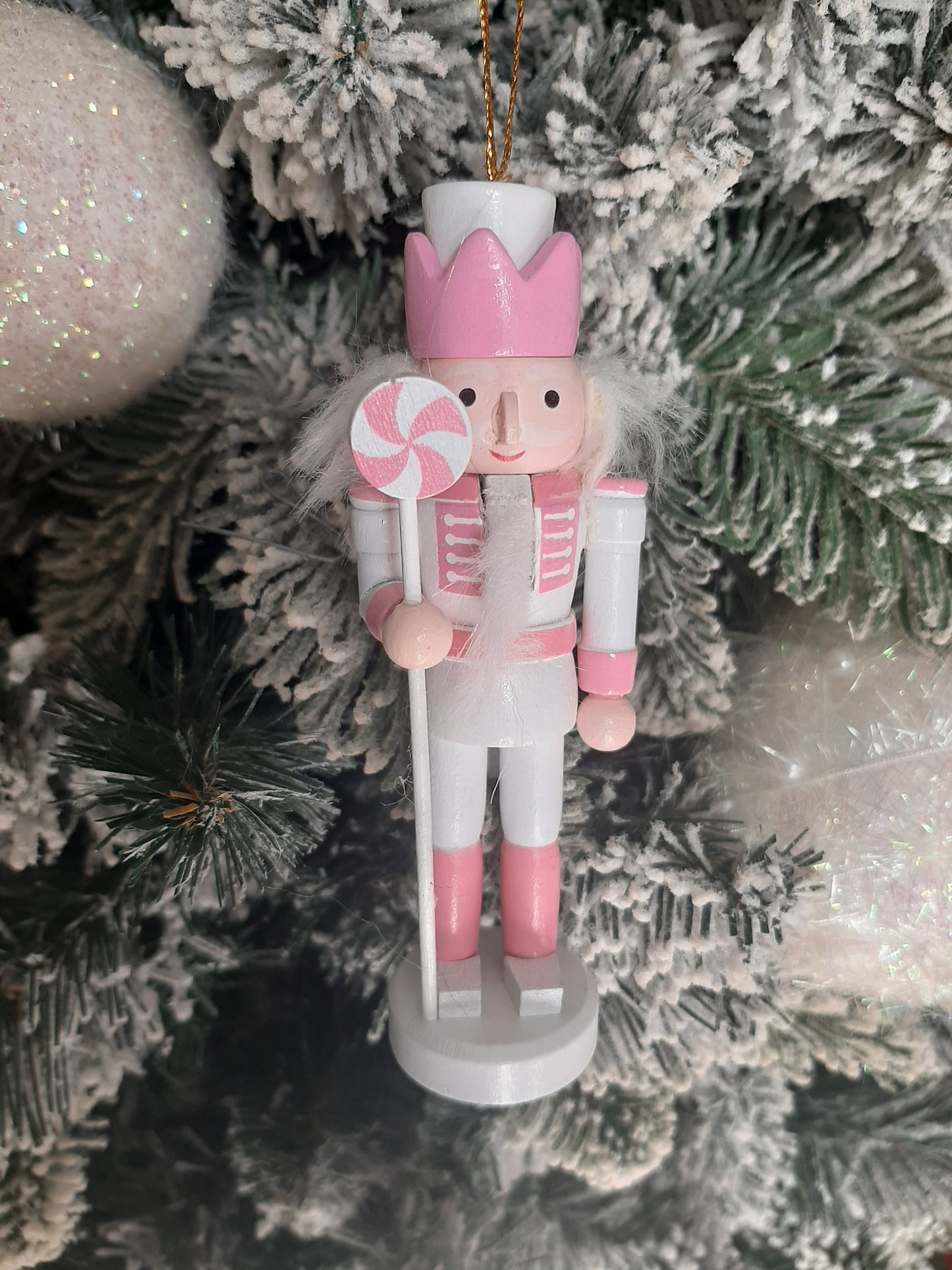 Christmas Nutcracker Ornament - Pink and White