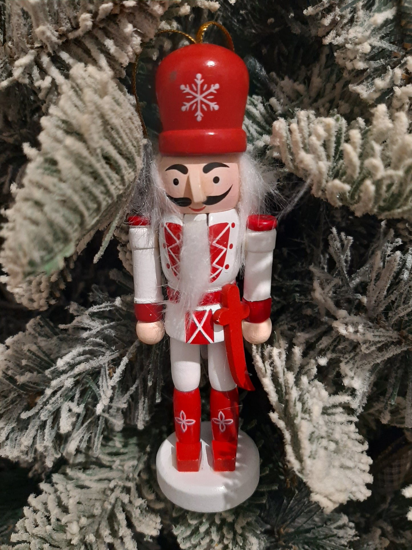 Christmas Nutcracker Ornament - Red and White