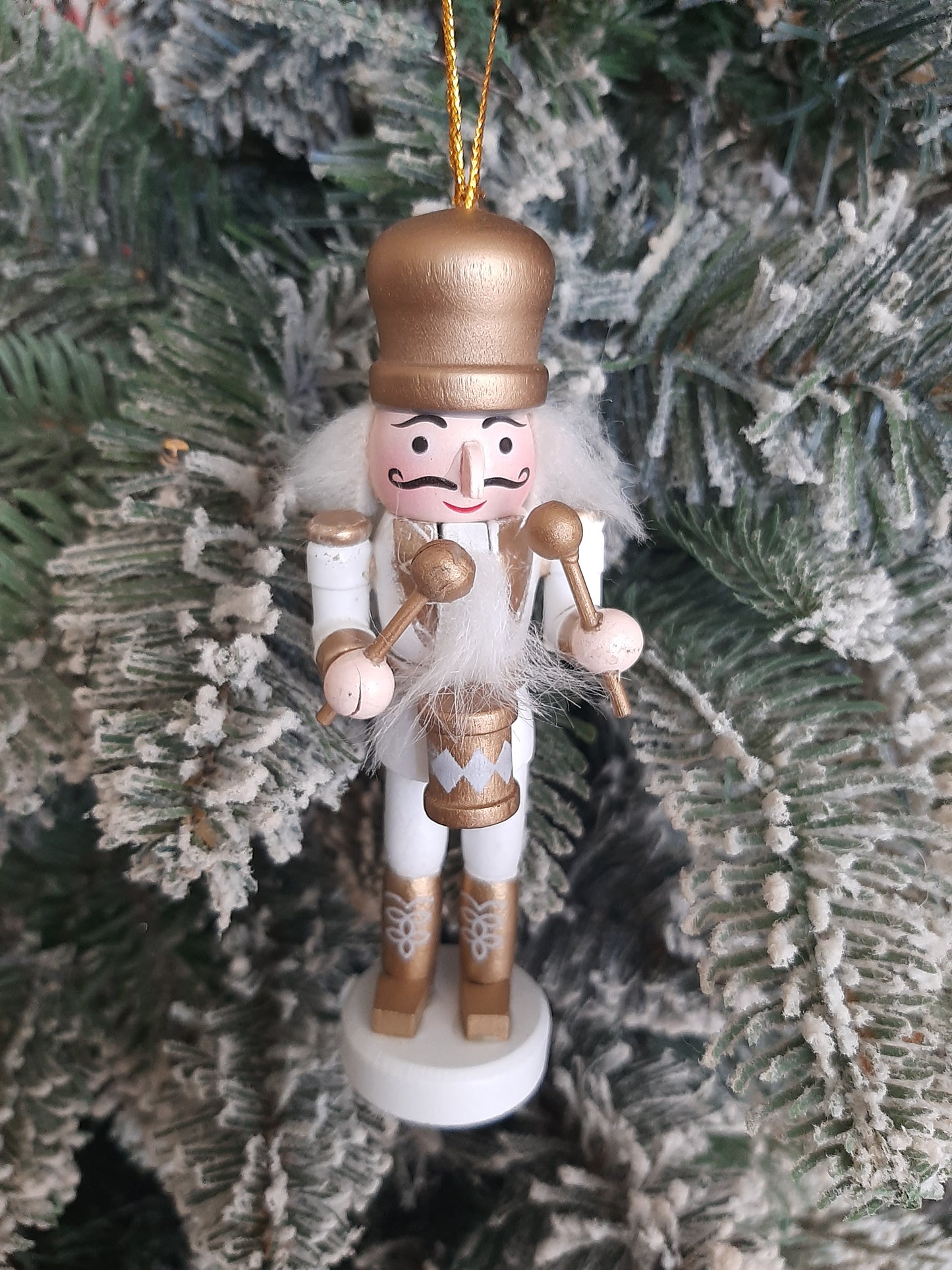 Christmas Nutcracker Ornament - Gold and White