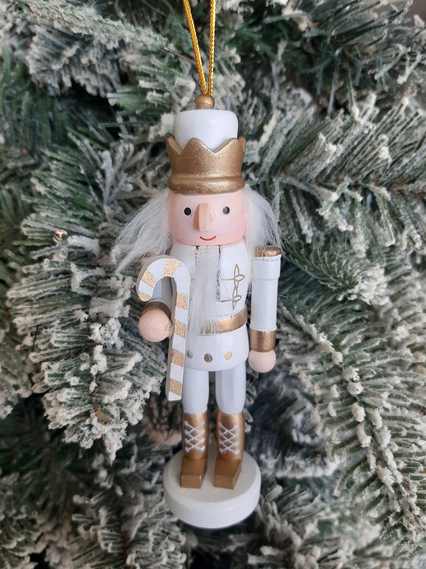 Christmas Nutcracker Ornament - Gold and White