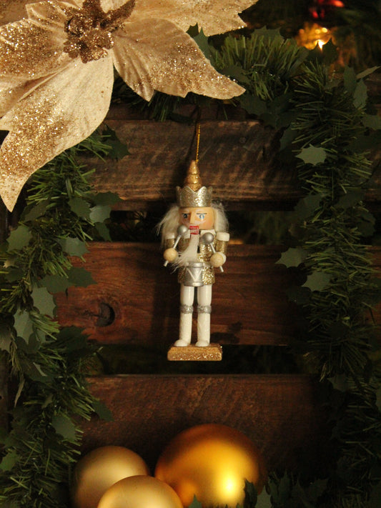 Christmas Nutcracker Ornament - Gold and Silver - Drummer Silver
