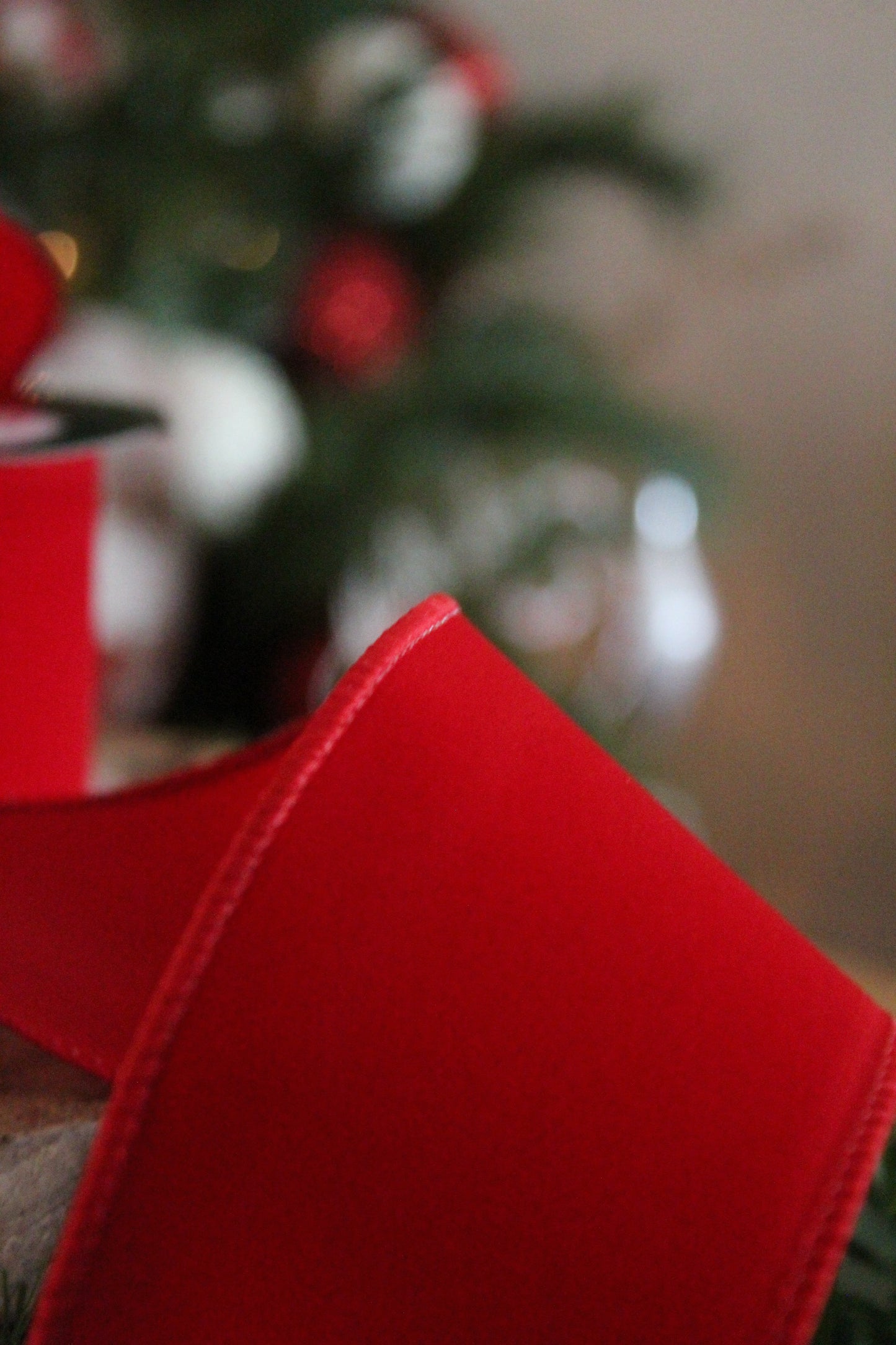 Christmas Ribbon - Suede Red