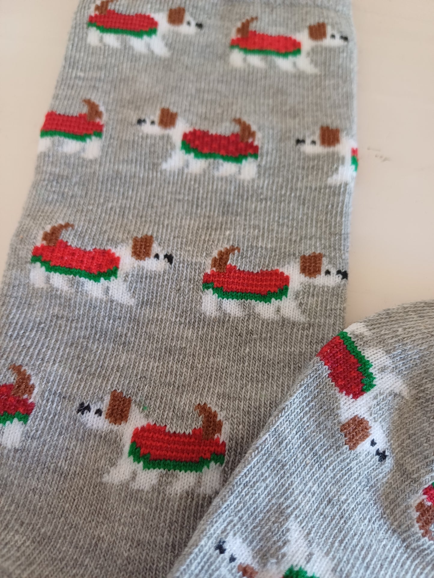 Christmas Socks - Grey with Dogs (31 - 35)