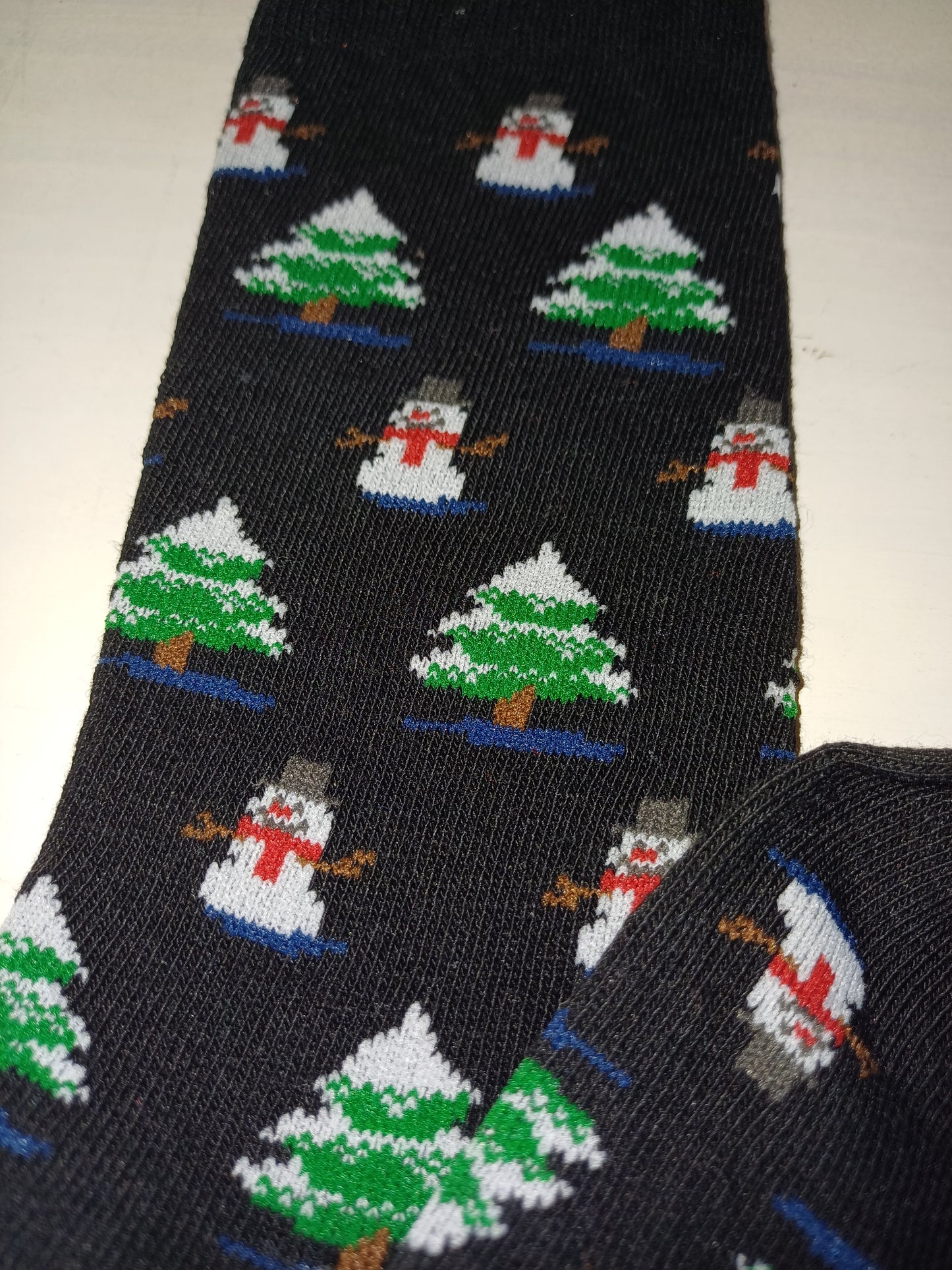 Christmas Kids Socks - Black with Snowman (28 - 30)