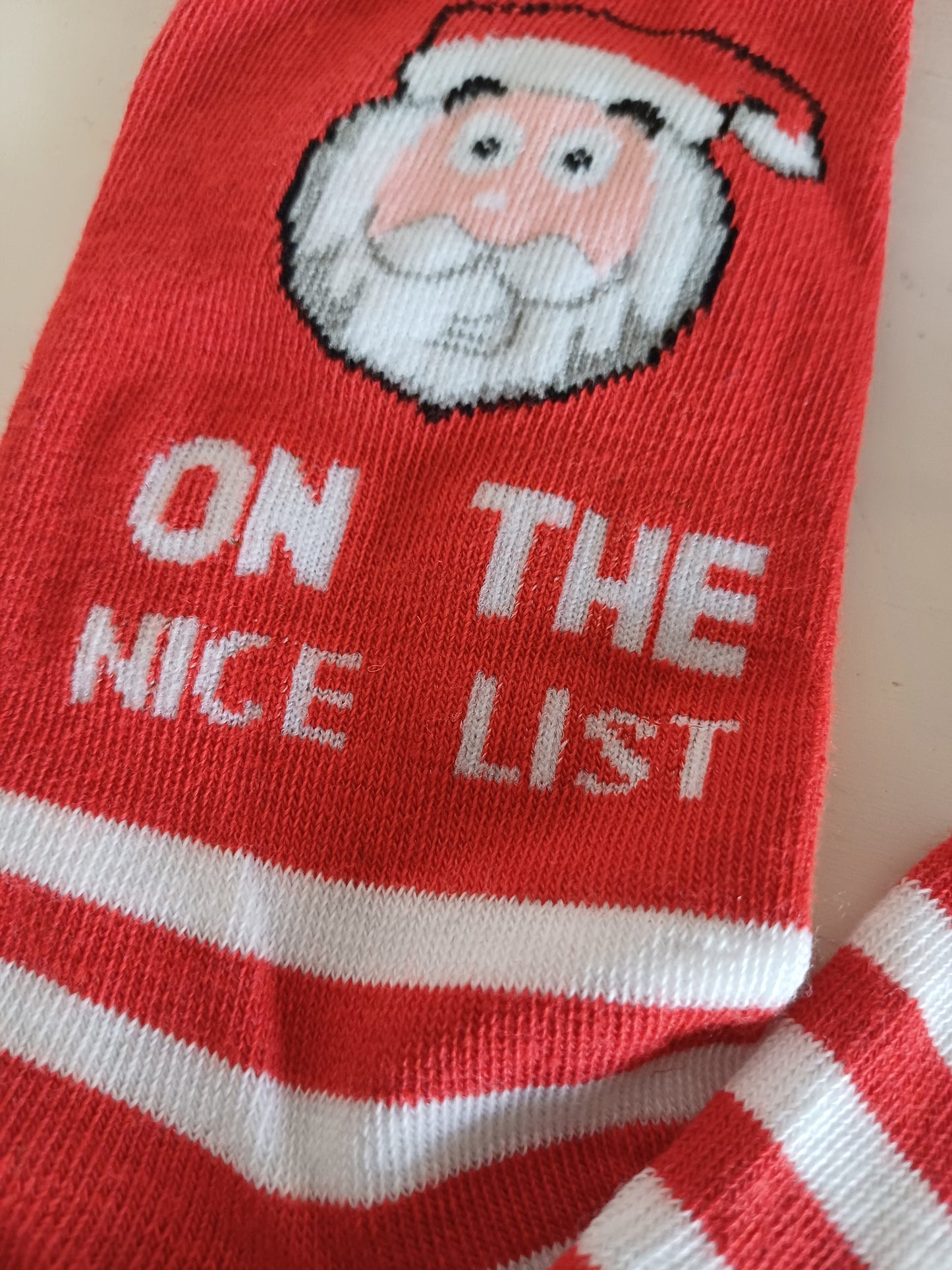Christmas Socks - Red and White Stripe Santa (35 - 39)