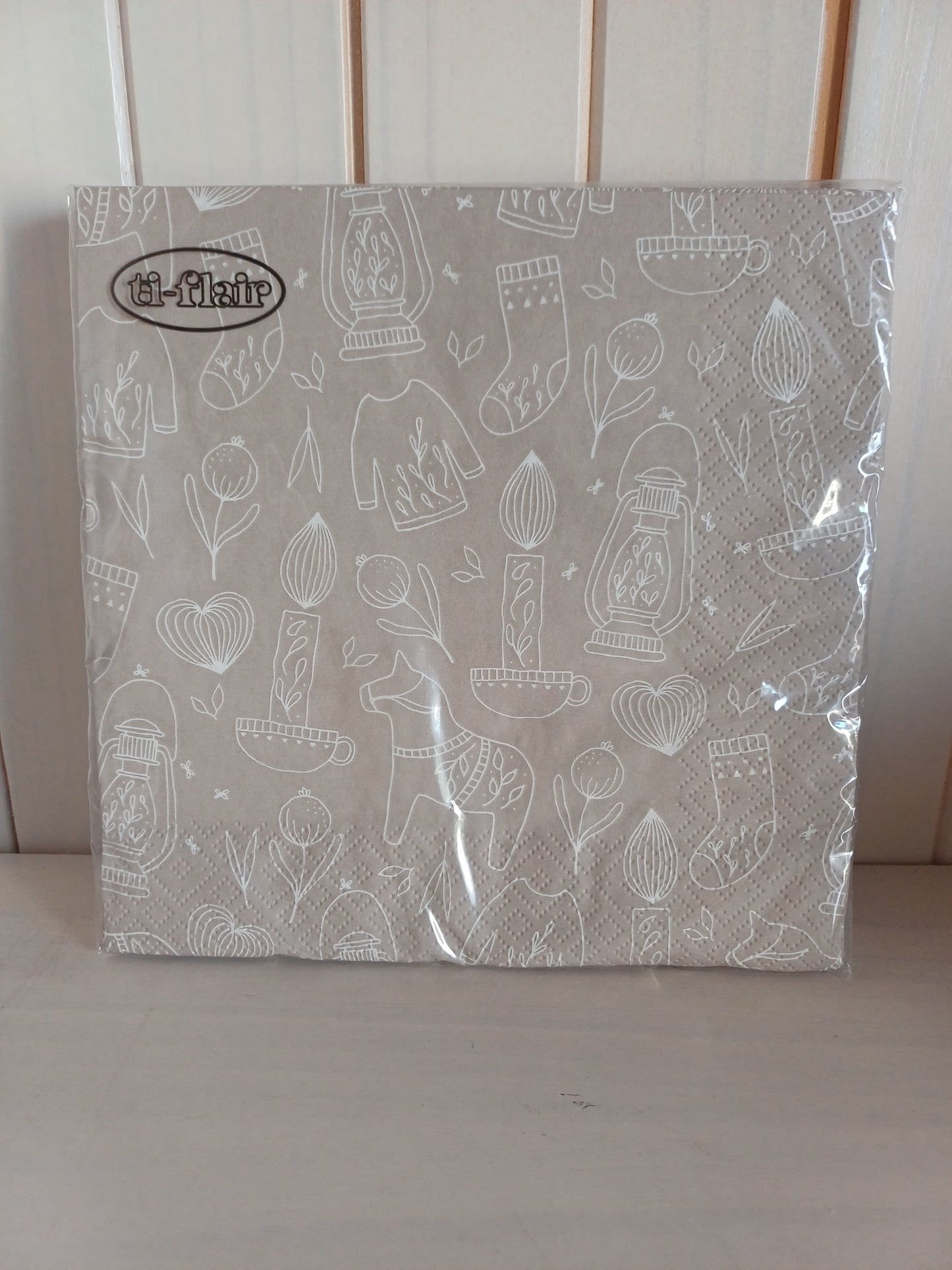 Christmas Serviettes - Natural with Nordic Pattern