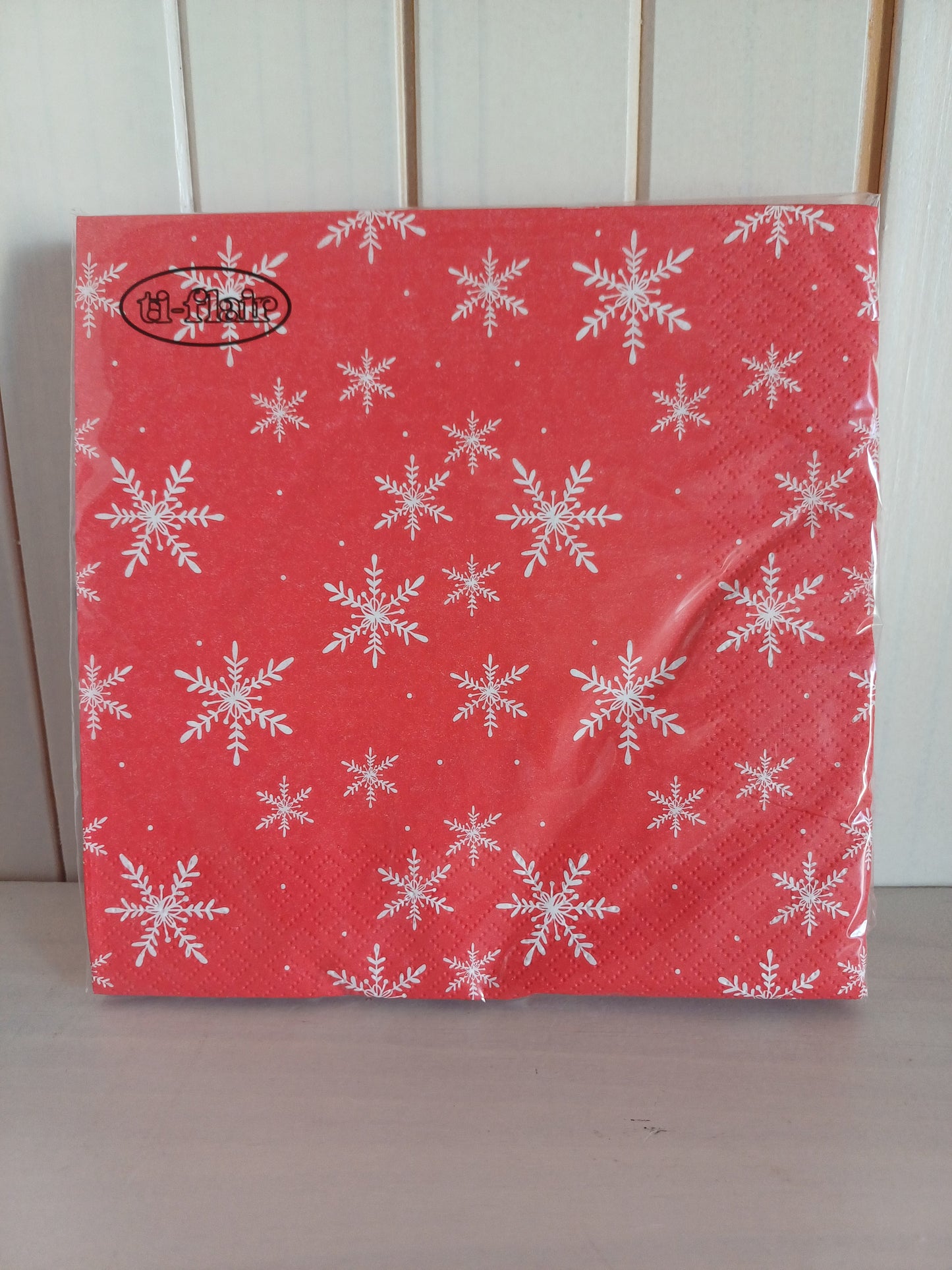 Christmas Serviettes - Red with Snowflakes