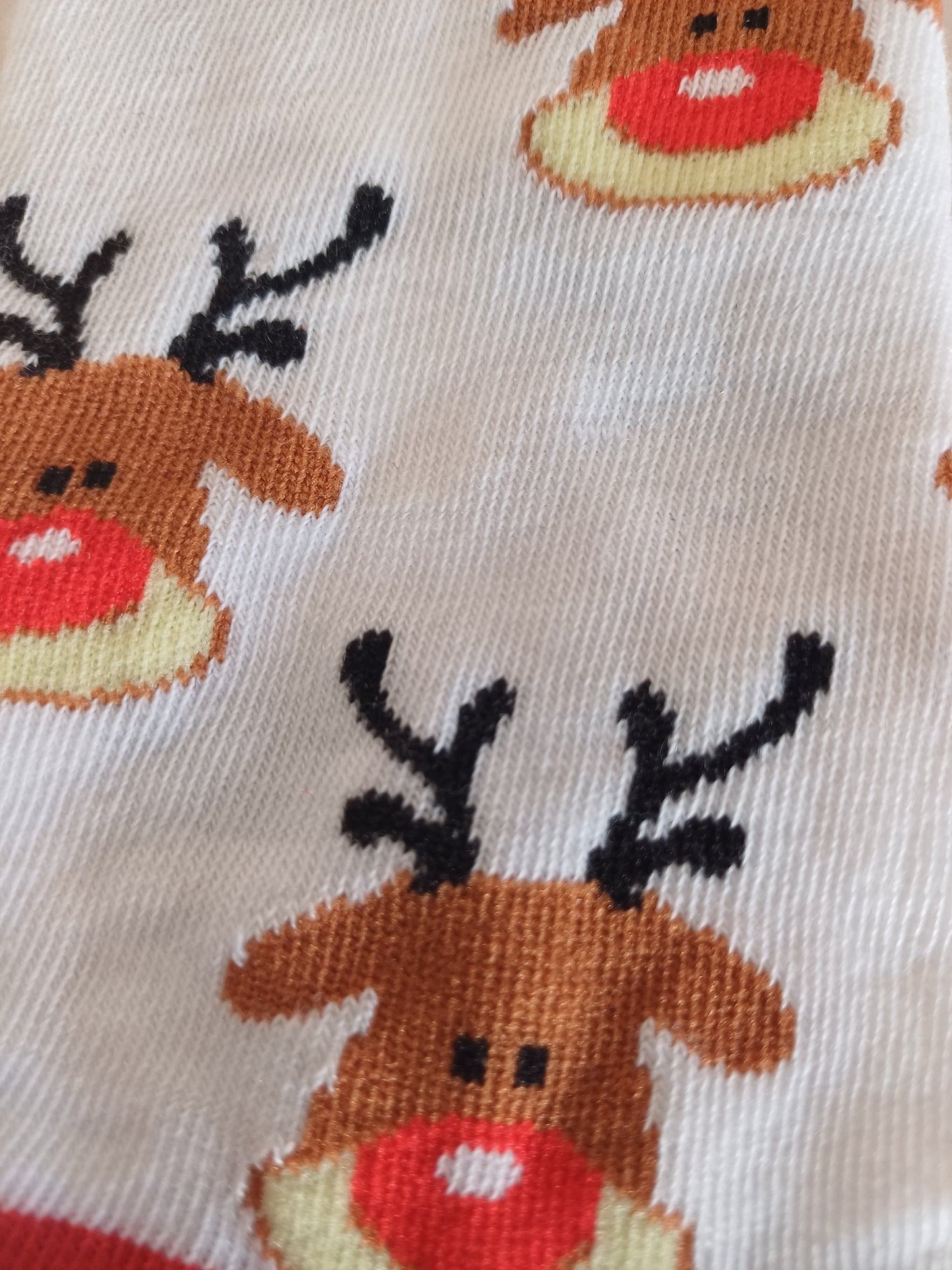 Christmas Socks - White with Rudolf Red Nose Reindeer (35 - 39)