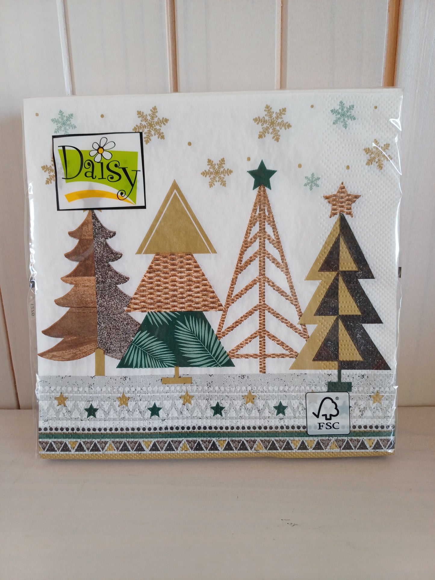 Christmas Serviettes - Natural Green Trees