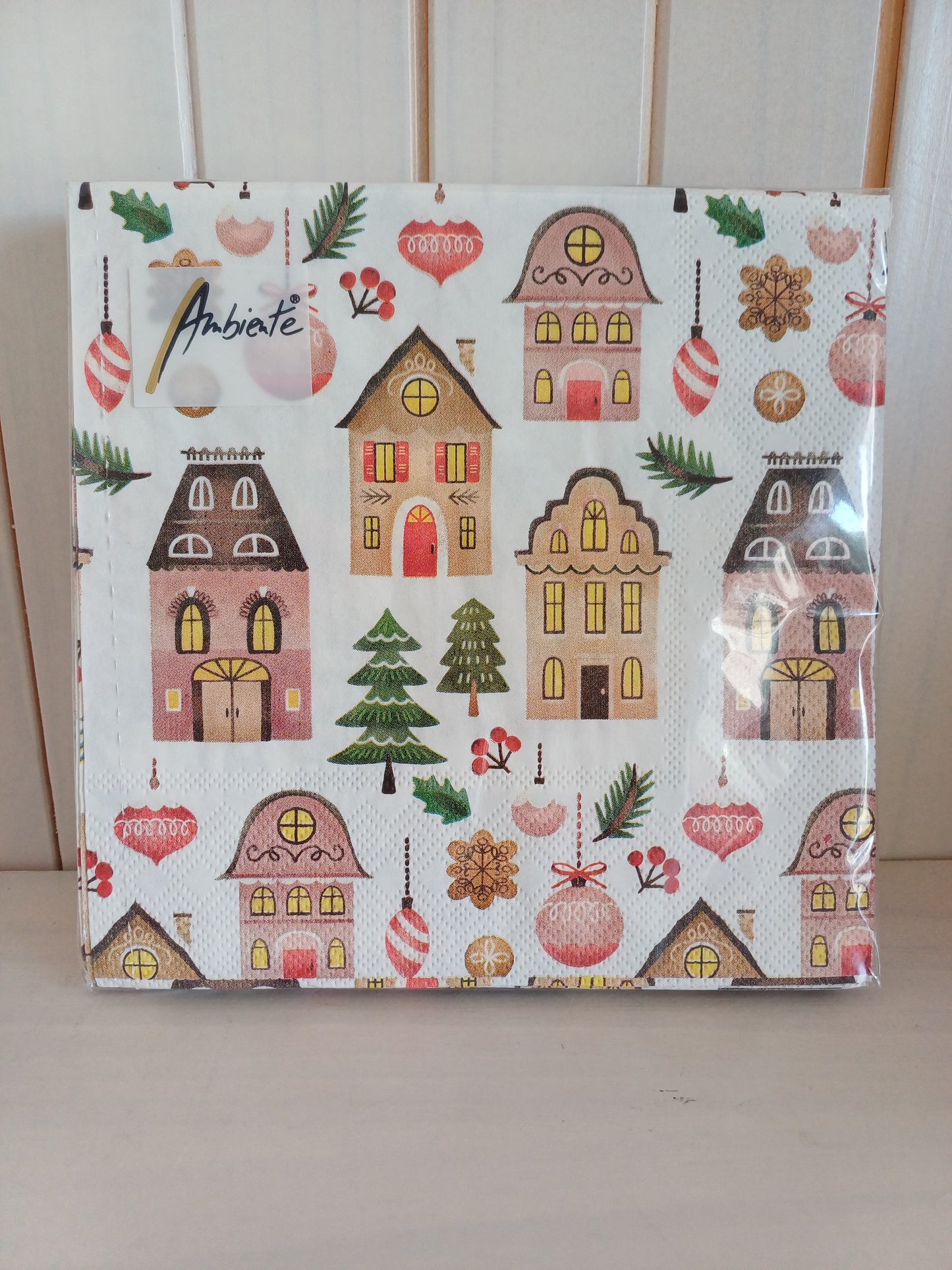 Christmas Serviettes - Pink Candy Gingerbread House