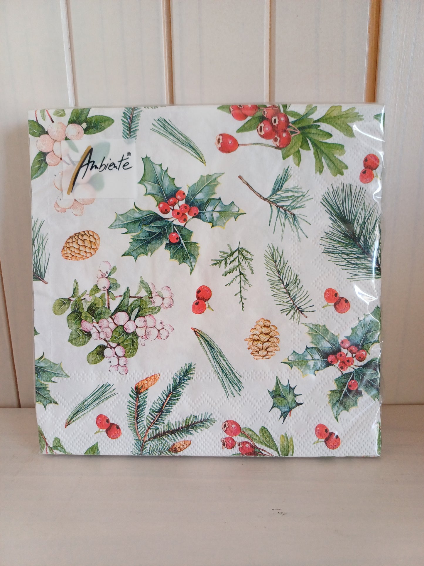 Christmas Serviettes - Holly & Pine