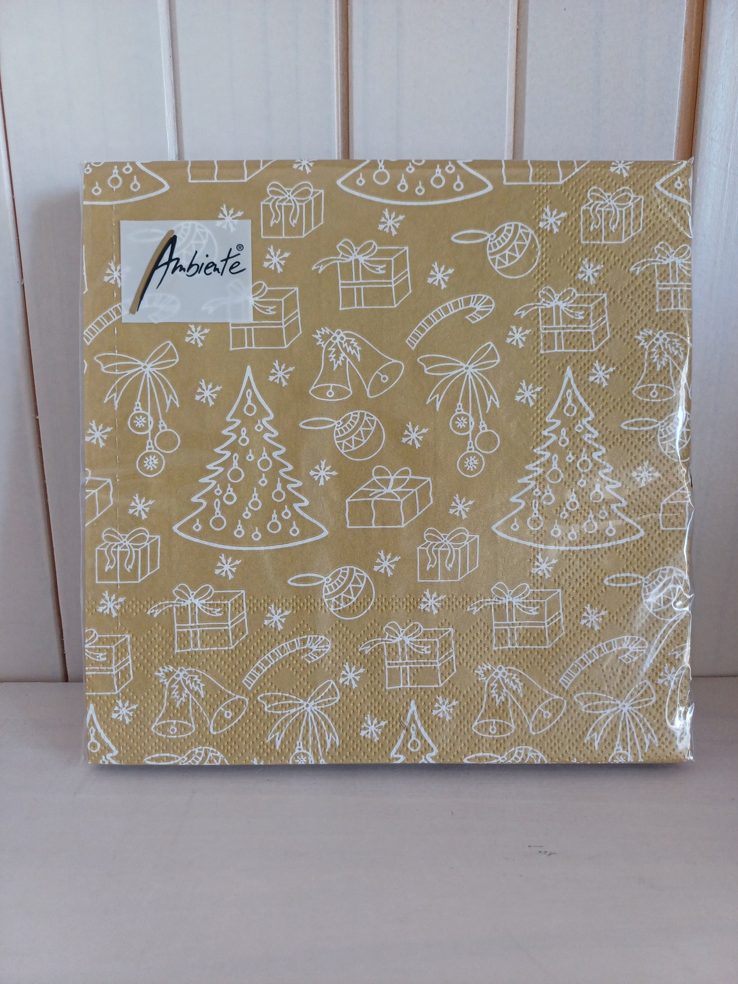Christmas Serviettes - Gold with Nordic Pattern