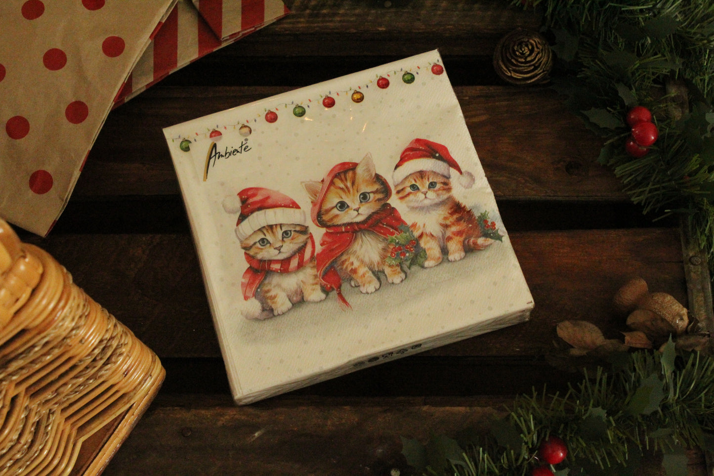 Christmas Serviettes - Kittens