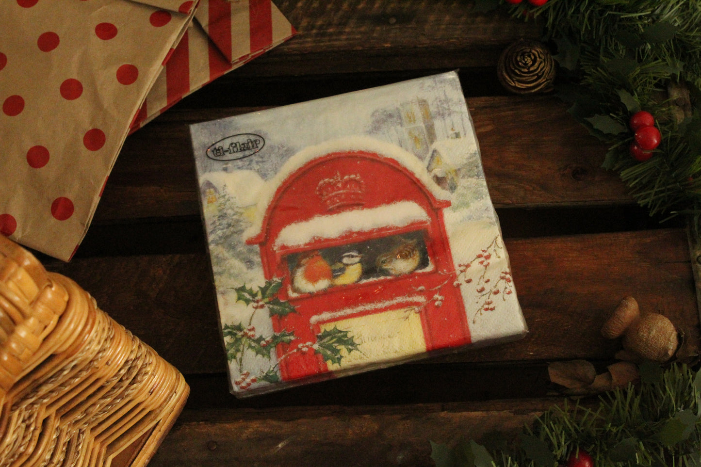 Christmas Serviettes - Red Post box
