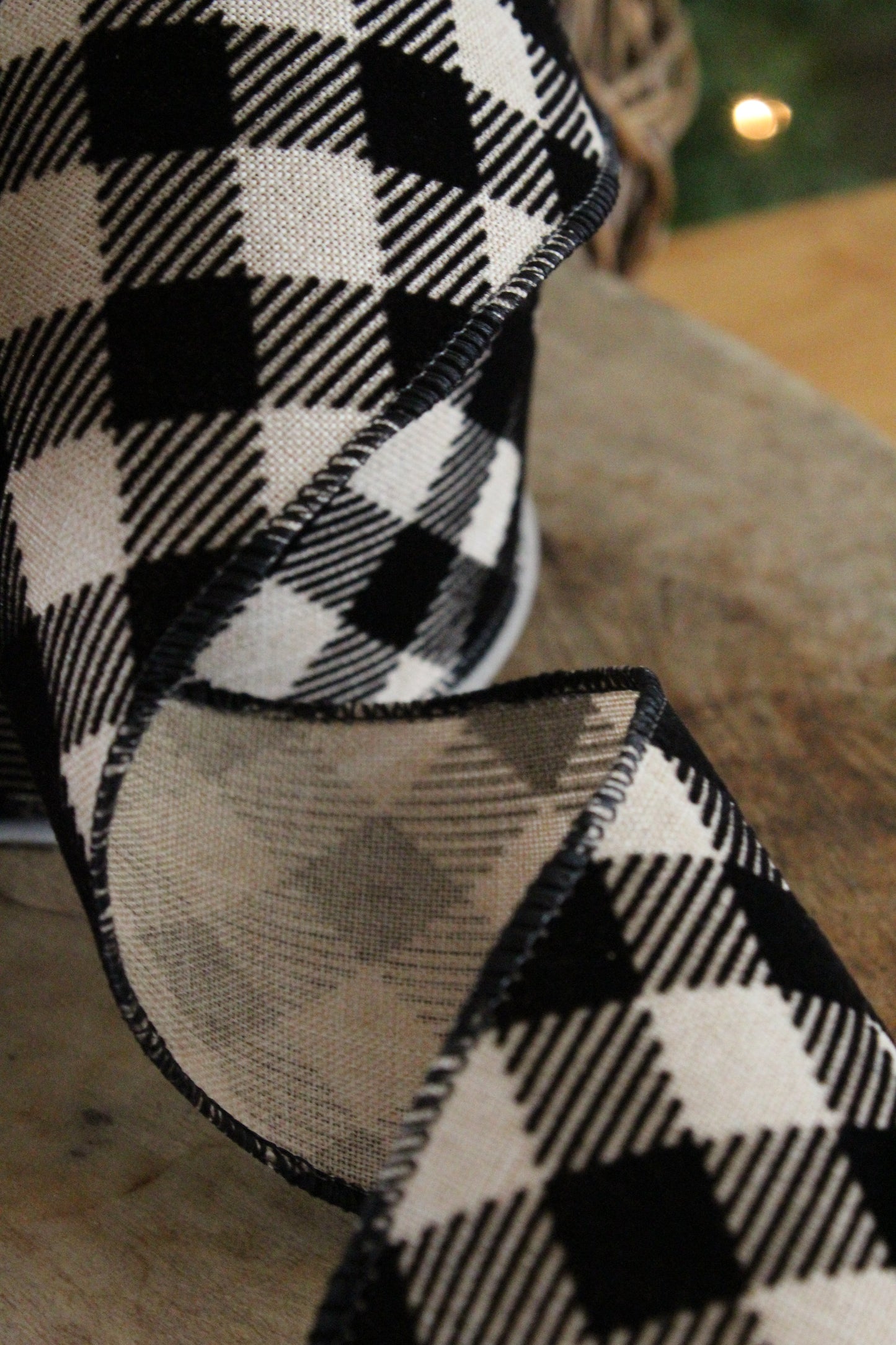 Christmas Ribbon - Cream & Black