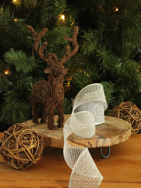 Christmas Ribbon - Silver Mesh