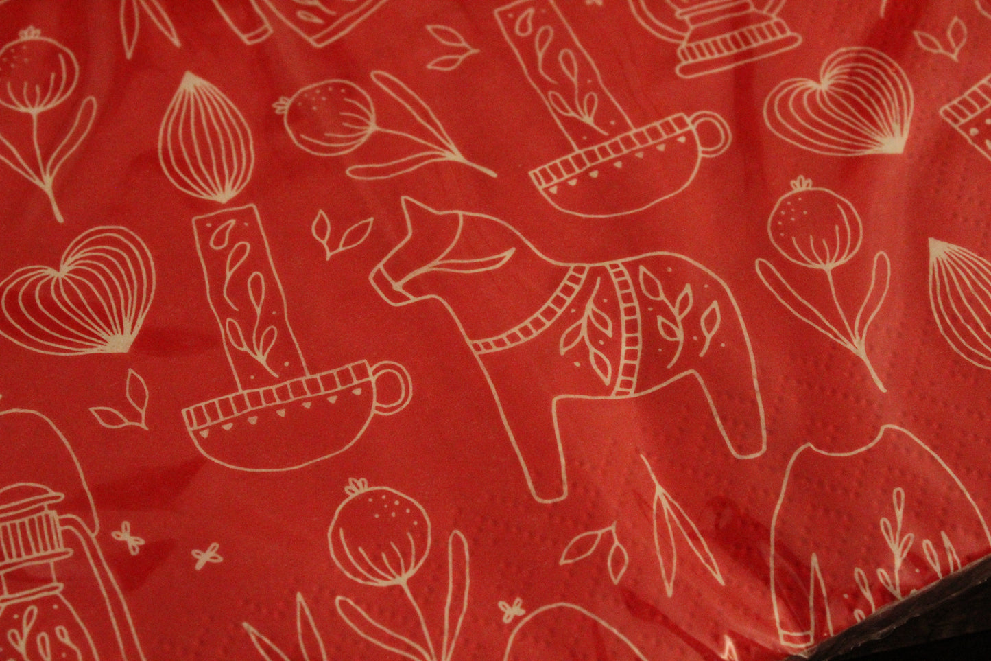 Christmas Serviettes - Red with Nordic Pattern