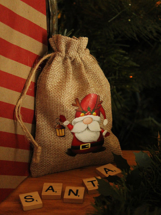 Christmas Wrapping - Hessian gift bag Gnomes (10 x 15) *Diff Styles