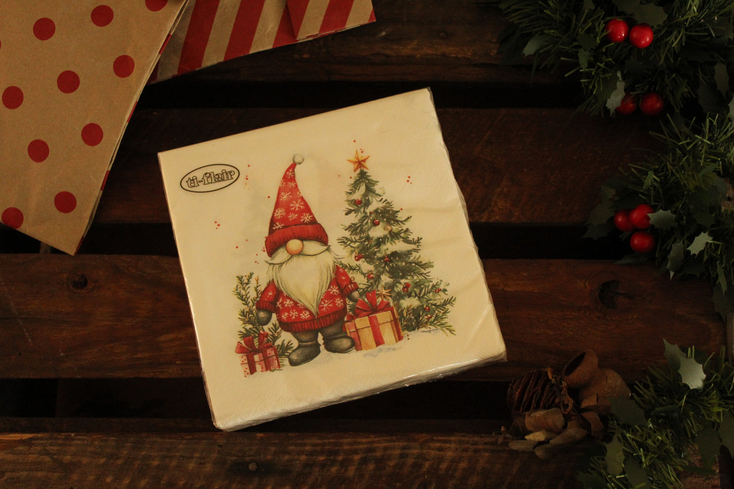 Christmas Serviettes - Gnome White