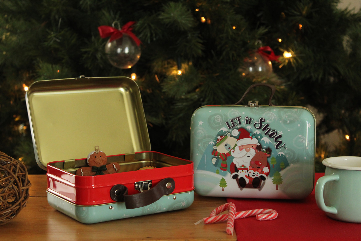Christmas Tin Suitcase - Let it Snow