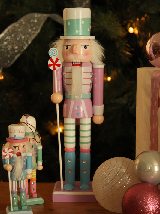 Christmas Nutcracker - Pastel Green Stripes 30cm