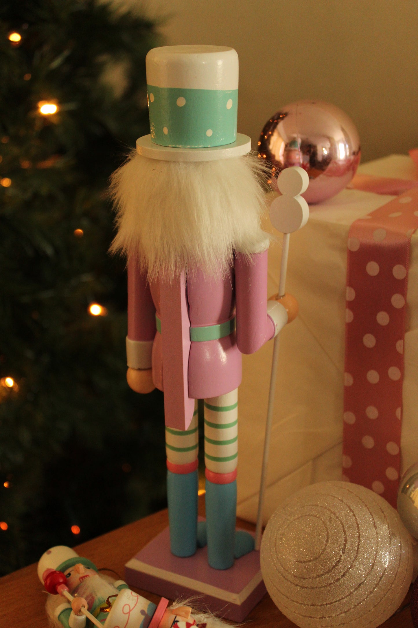 Christmas Nutcracker - Pastel Purple Stripes 30cm