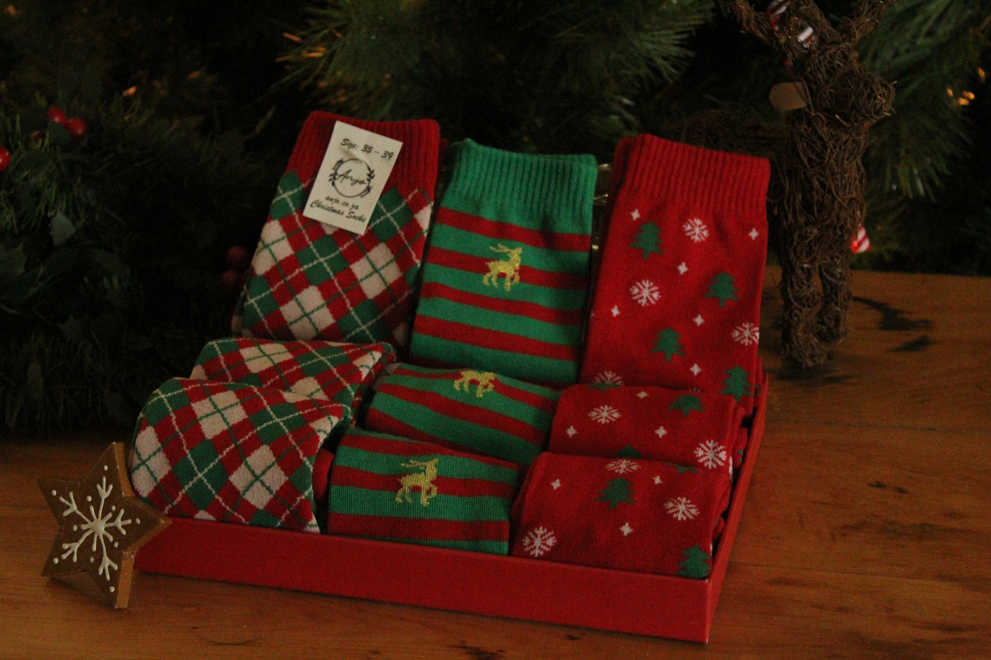 Christmas Socks - Red and green stipe Polo (35 - 39)
