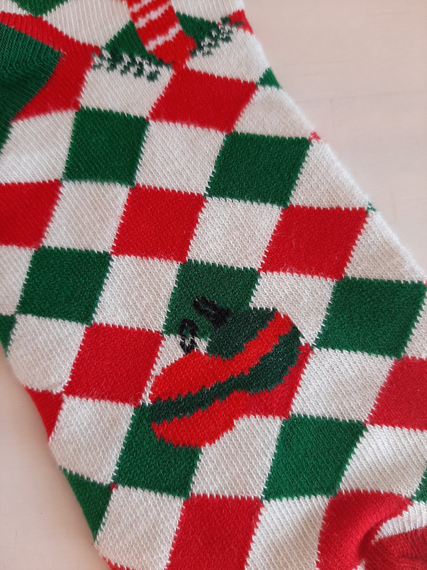 Christmas Socks - Snowman Check Green (31 - 35)