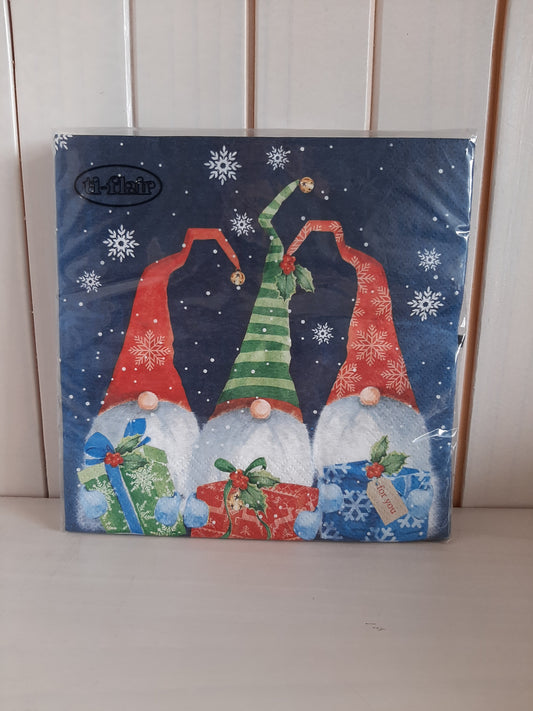 Christmas Serviettes - Gnomes blue