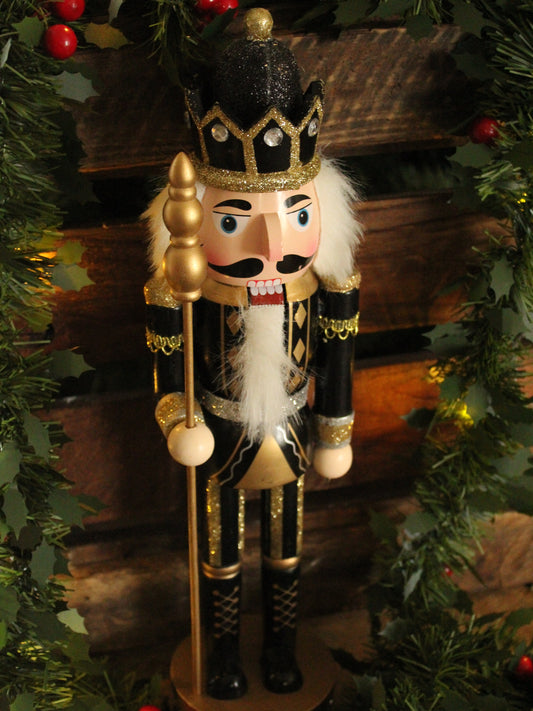 Christmas Nutcracker - Black and Gold 38cm