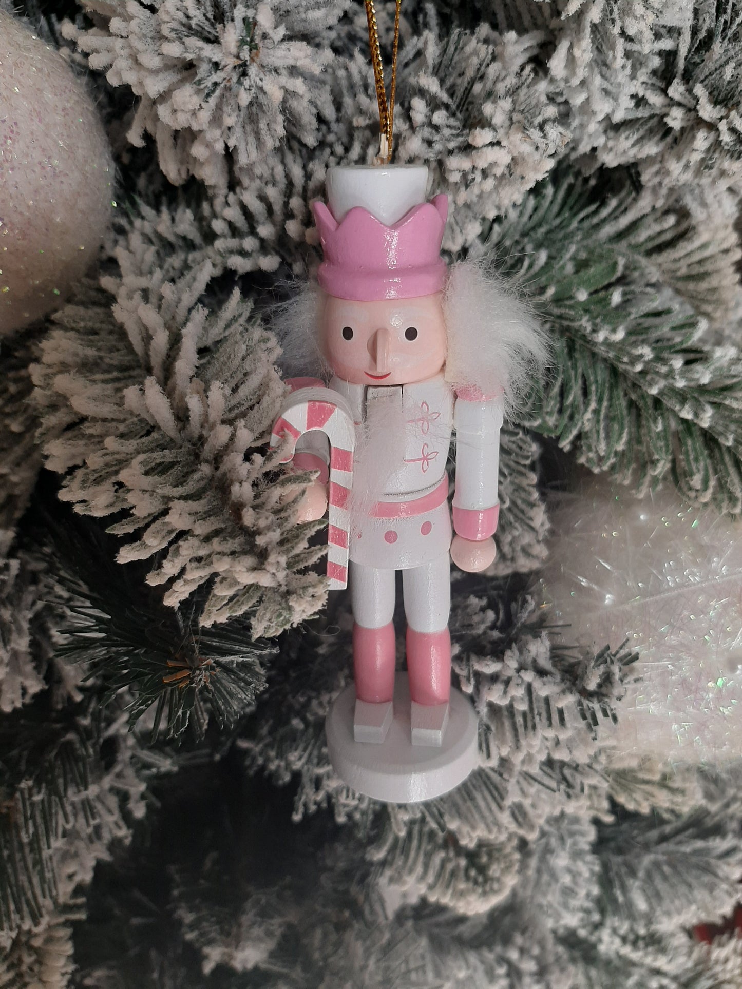 Christmas Nutcracker Ornament - Pink and White