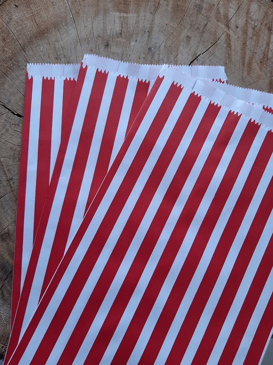 Christmas Wrapping Red & White Candy Stripe Paper gift bag Set (5)