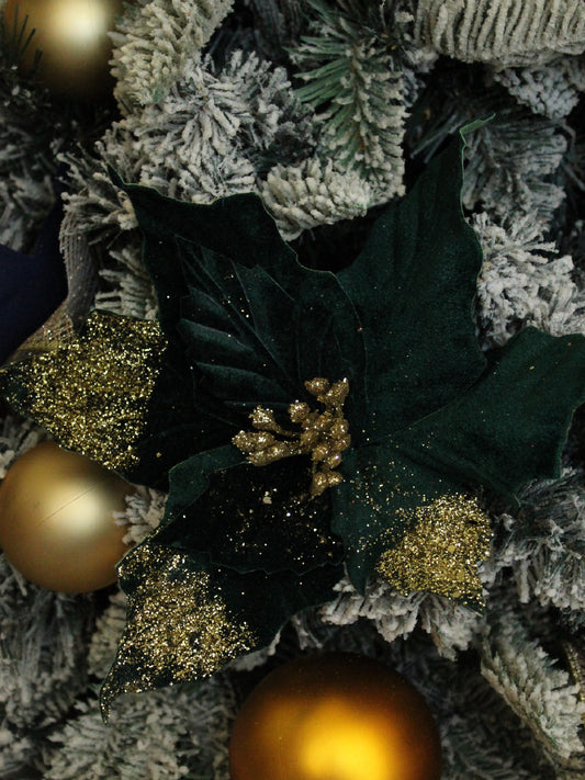 Poinsettia - Gold glitter and Emerald 26cm