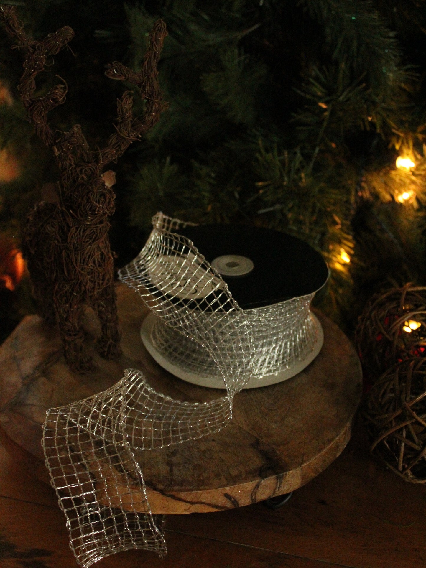 Christmas Ribbon - Silver Mesh