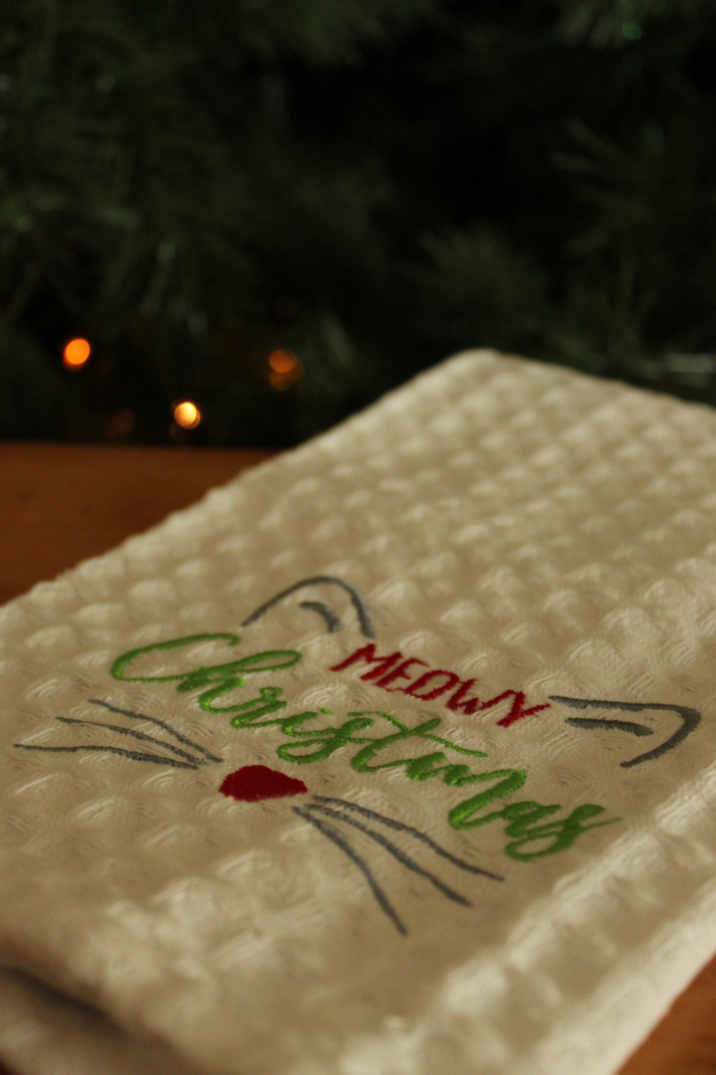 Christmas Dish Cloth - Meowy Christmas