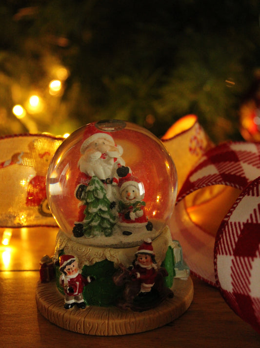 Christmas Snow Globe - Santa with Snowman with light