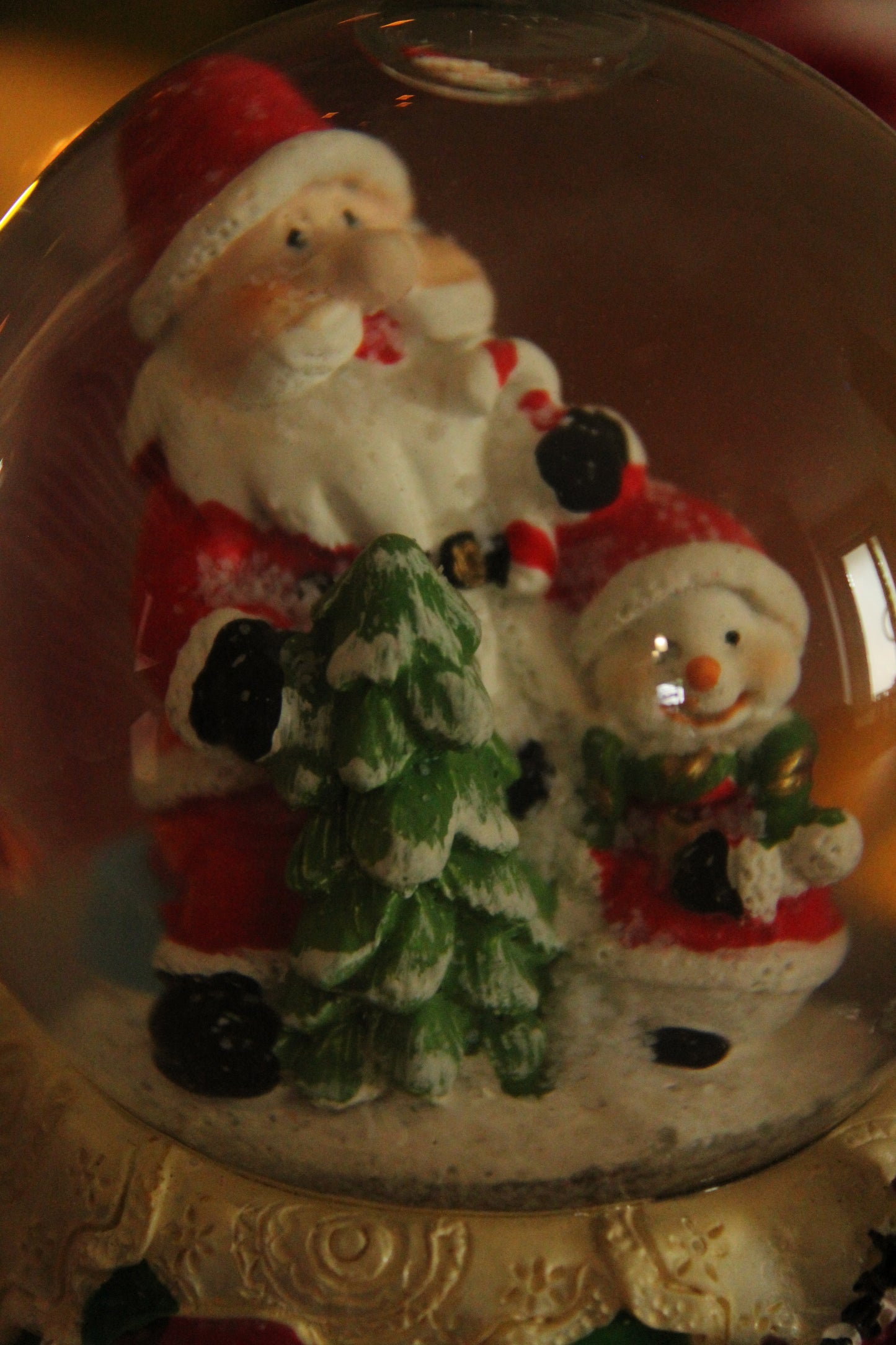 Christmas Snow Globe - Santa with Snowman with light