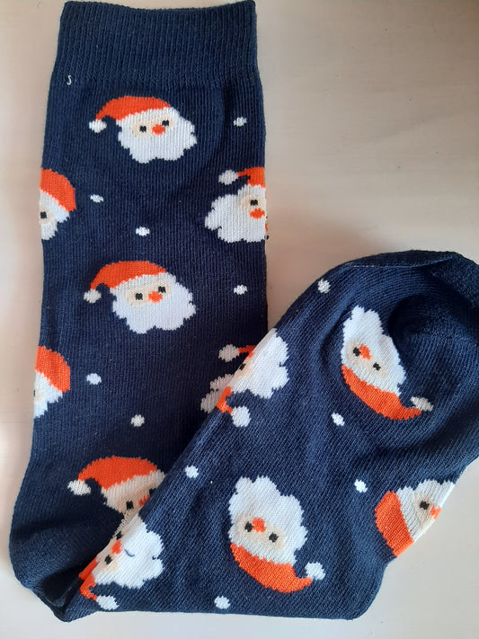 Christmas Socks - Santa on blue