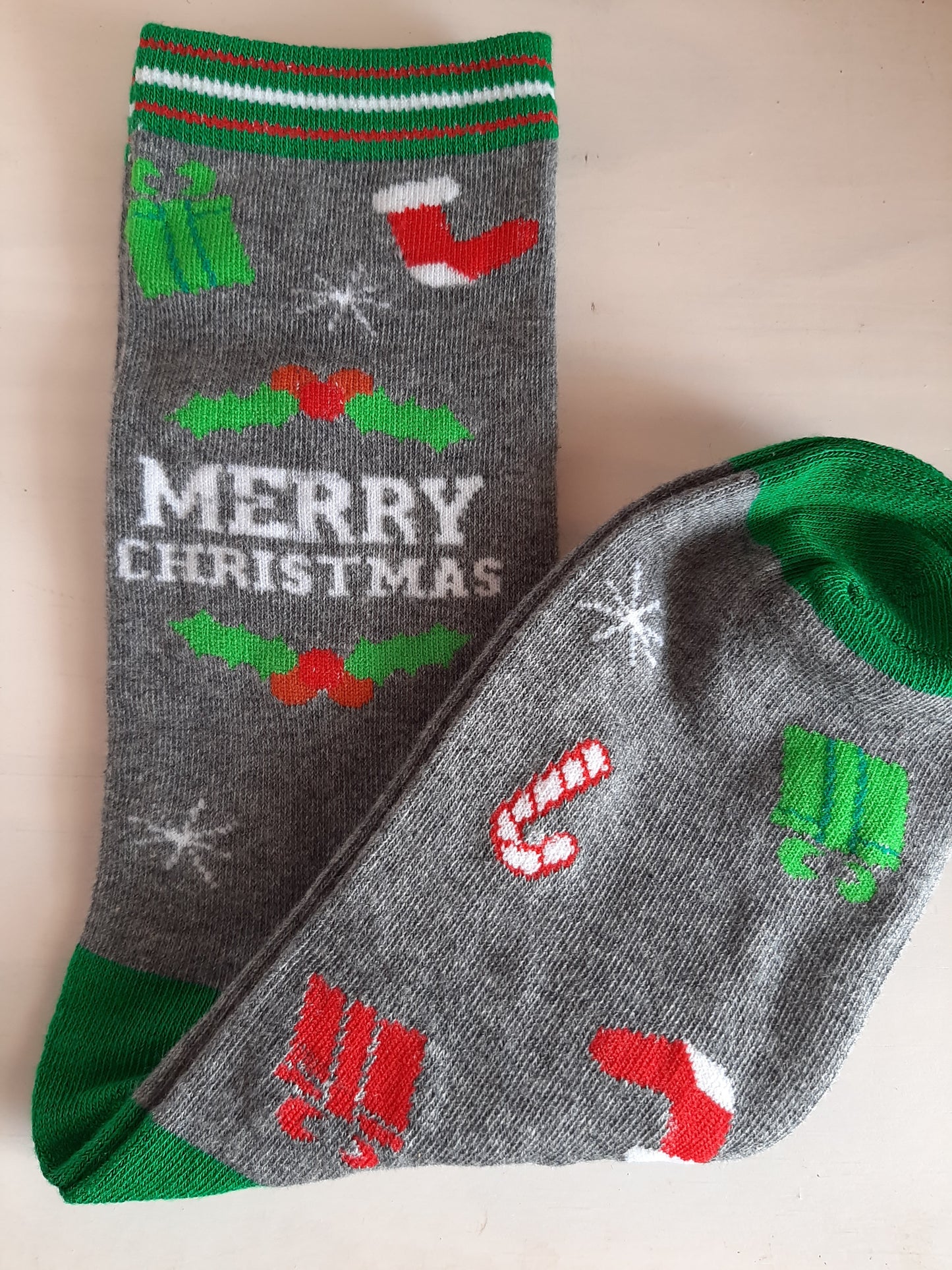 Christmas Socks - Merry Christmas Grey (39-42)