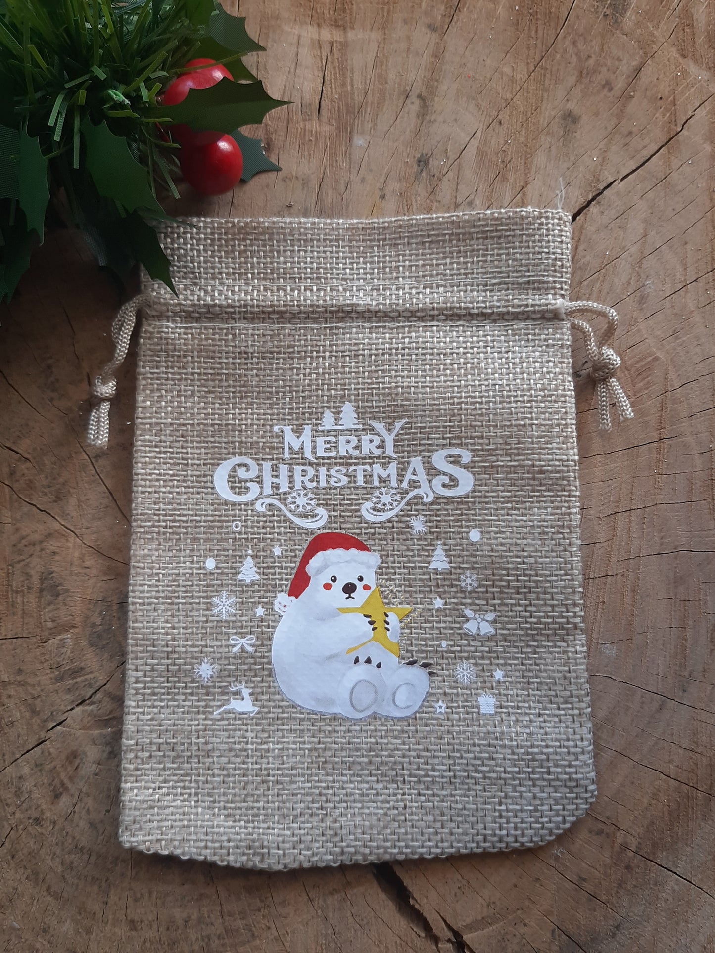 Christmas Wrapping - Hessian gift bag (10 x 15) *Diff Styles