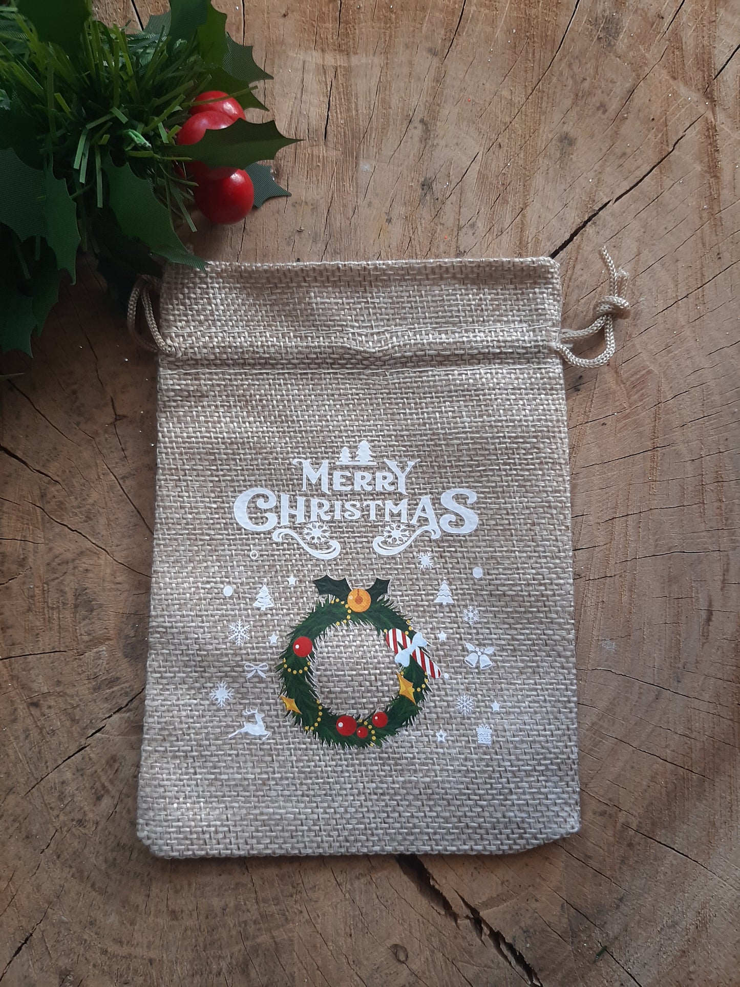 Christmas Wrapping - Hessian gift bag (10 x 15) *Diff Styles