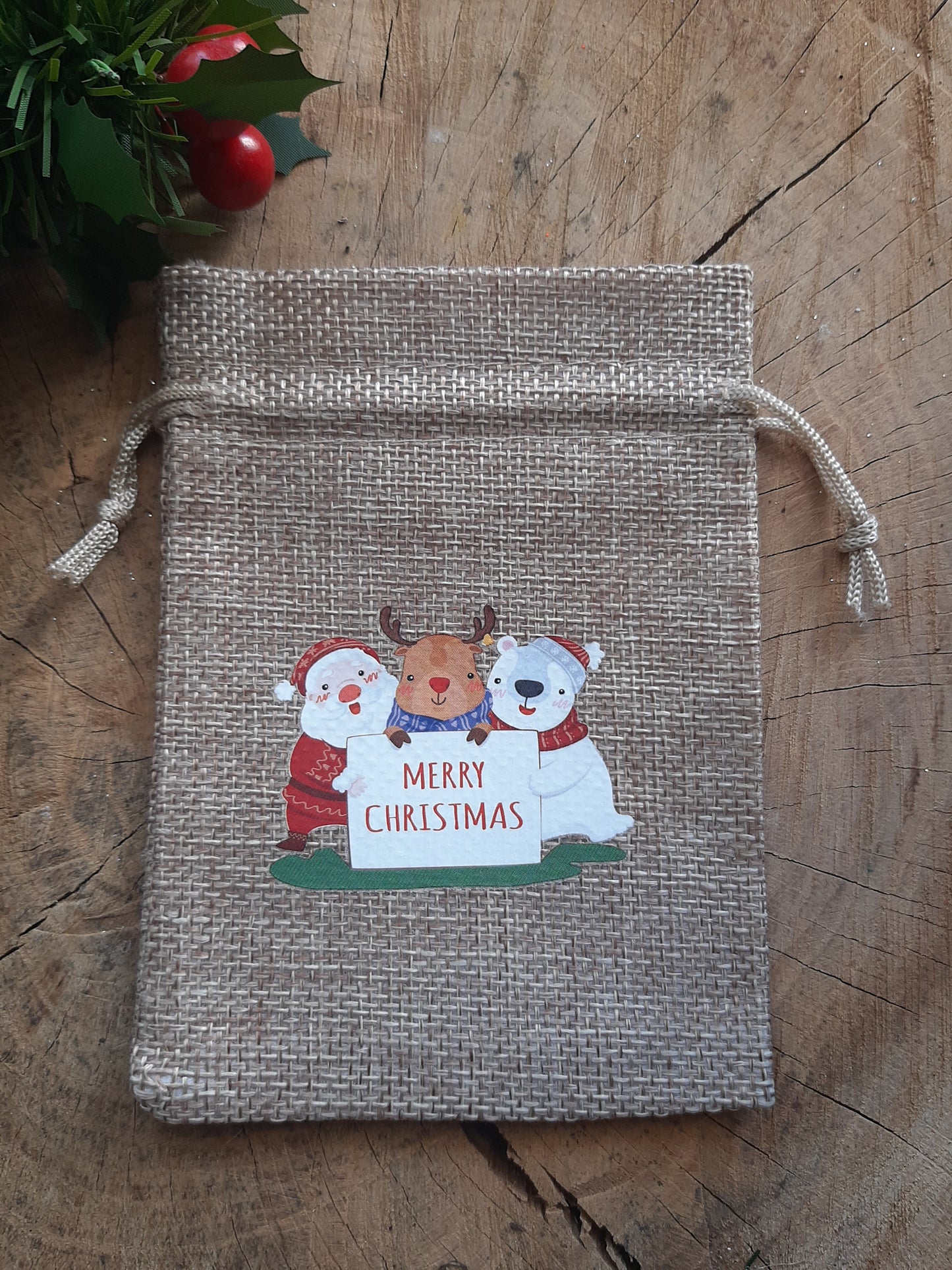 Christmas Wrapping - Hessian gift bag (10 x 15) *Diff Styles