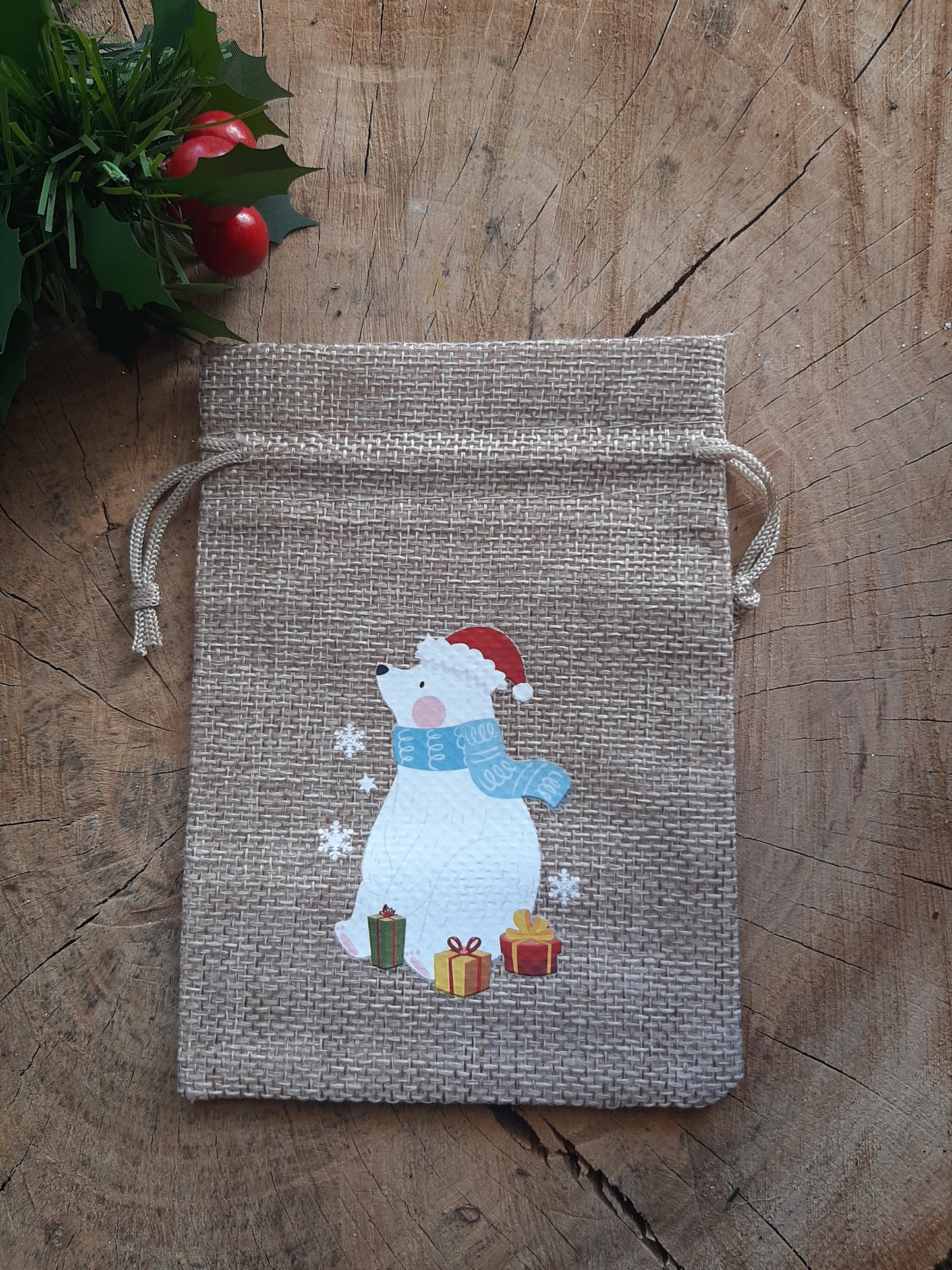 Christmas Wrapping - Hessian gift bag (10 x 15) *Diff Styles