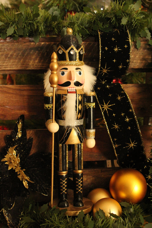 Christmas Nutcracker - Black and Gold 38cm