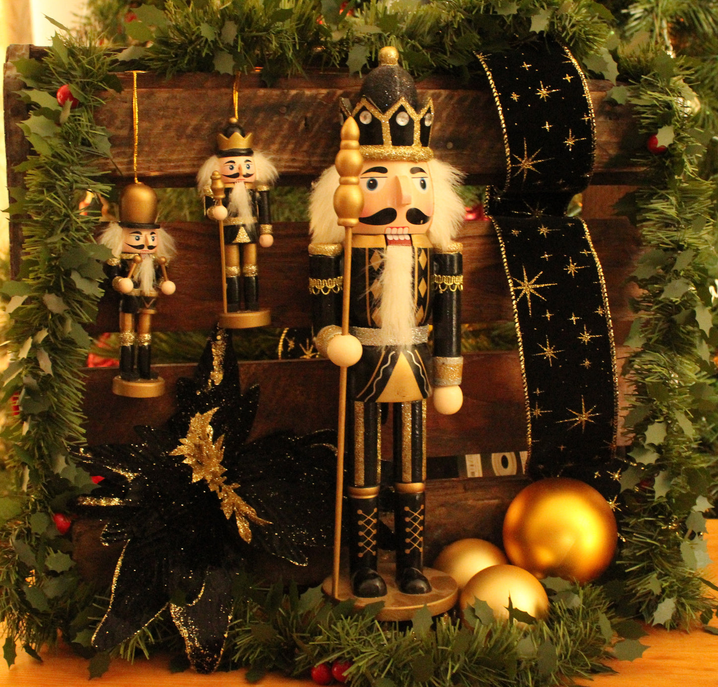 Christmas Nutcracker - Black and Gold 38cm