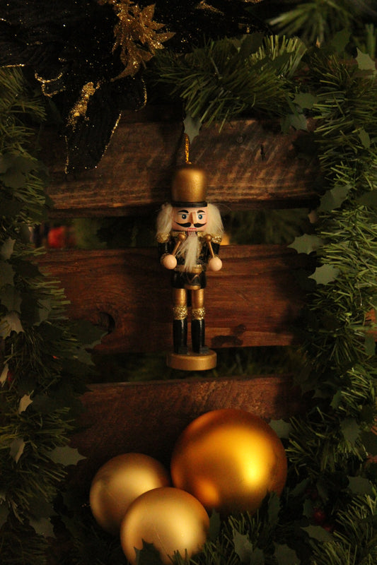 Christmas Nutcracker Ornament - Gold and Black