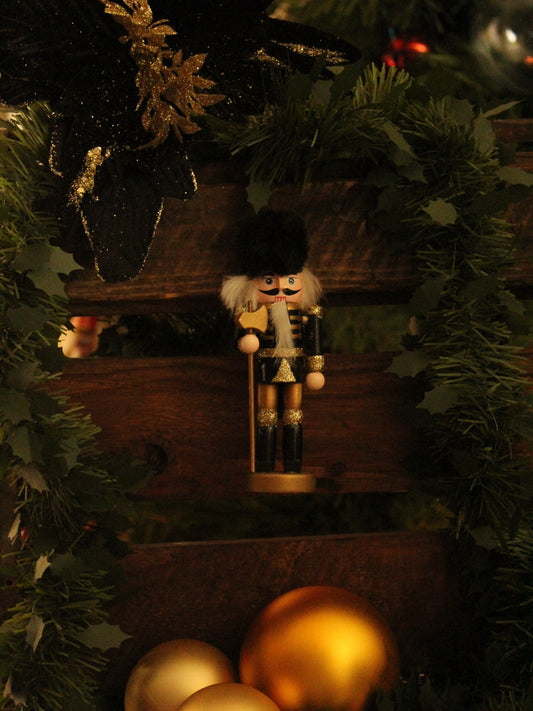 Christmas Nutcracker Ornament - Gold and Black