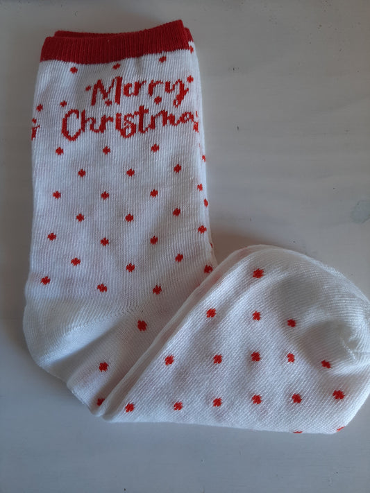 Christmas Socks - Merry Christmas Red Dots (36-39)