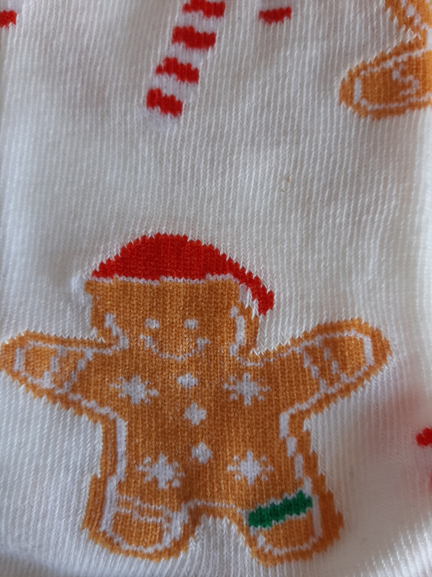 Christmas Socks - White and Gingerbread man(36-39)