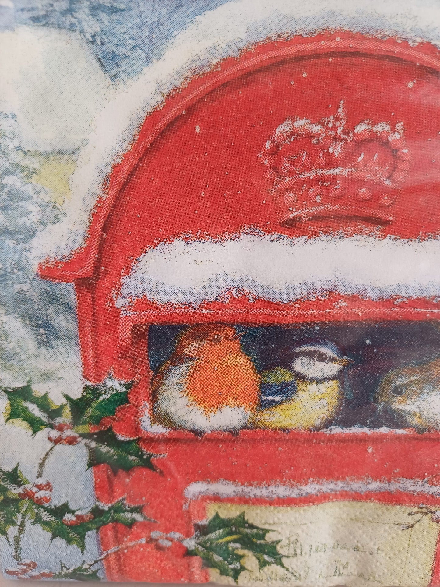 Christmas Serviettes - Red Post box